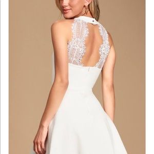 NWT Lulus White Lace Skater Dress size XS